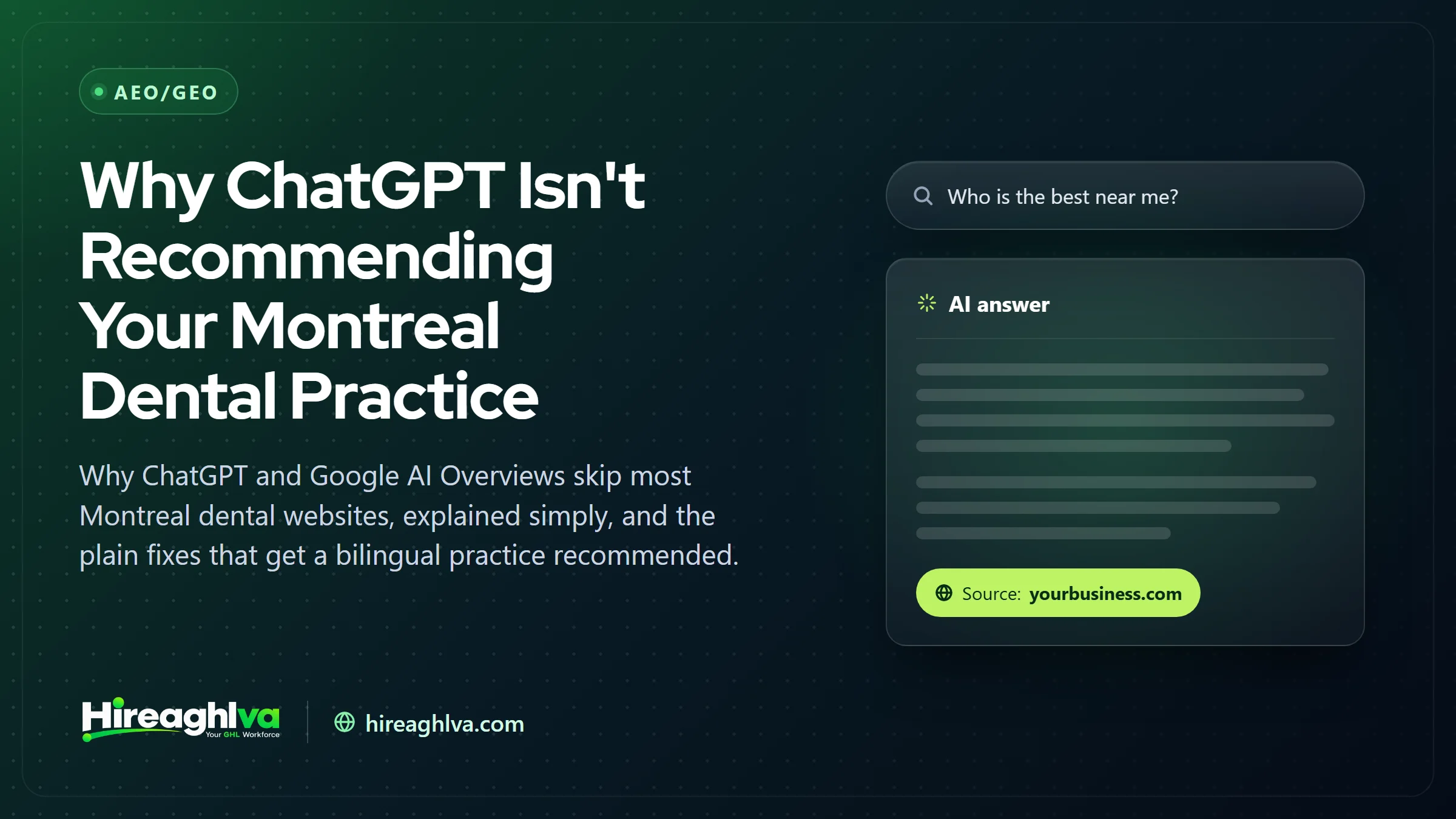 Illustration of an AI assistant recommending a Montreal dental practice