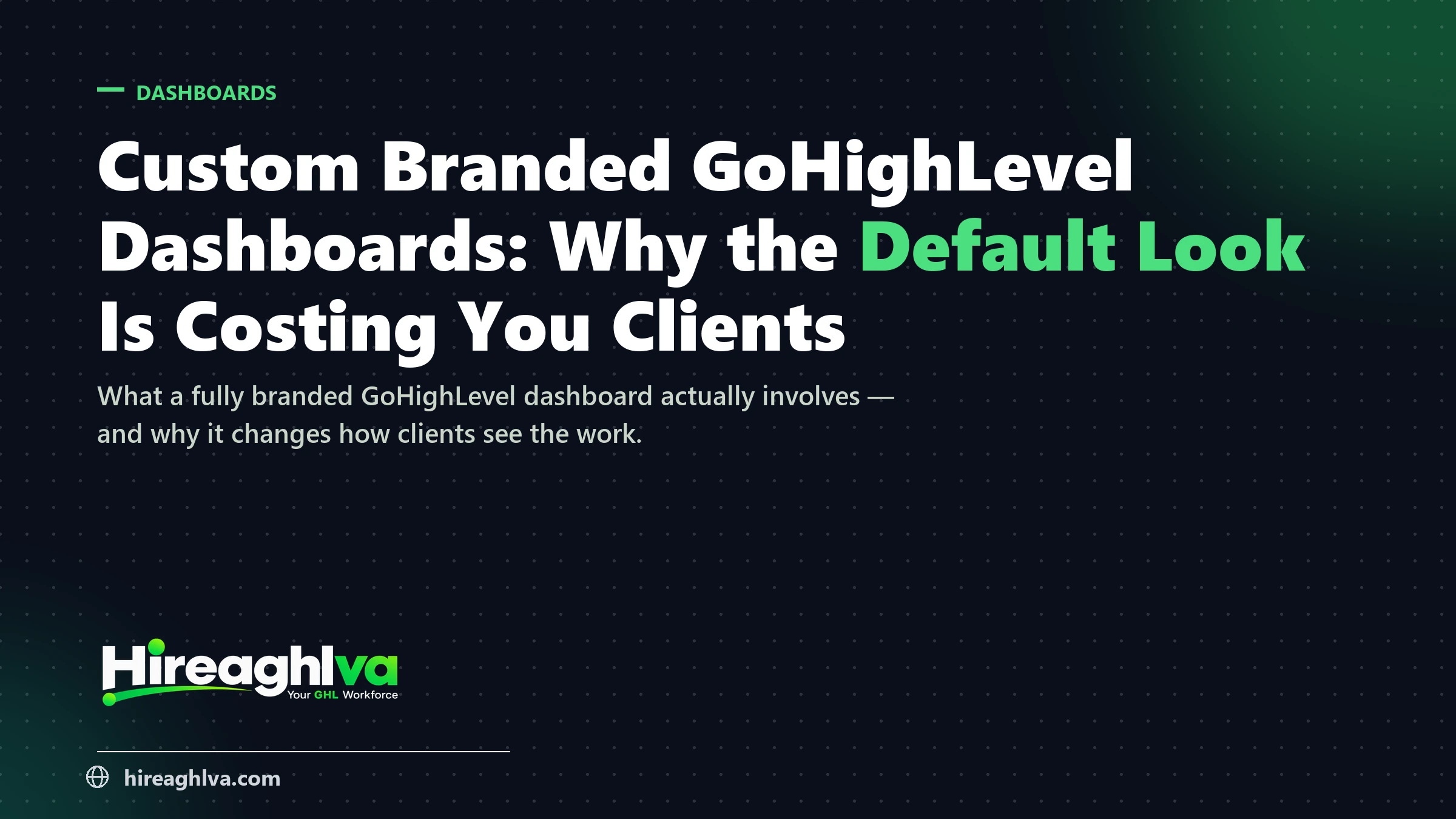 Custom GoHighLevel dashboard restyled in a brand's own color theme instead of the default GHL look