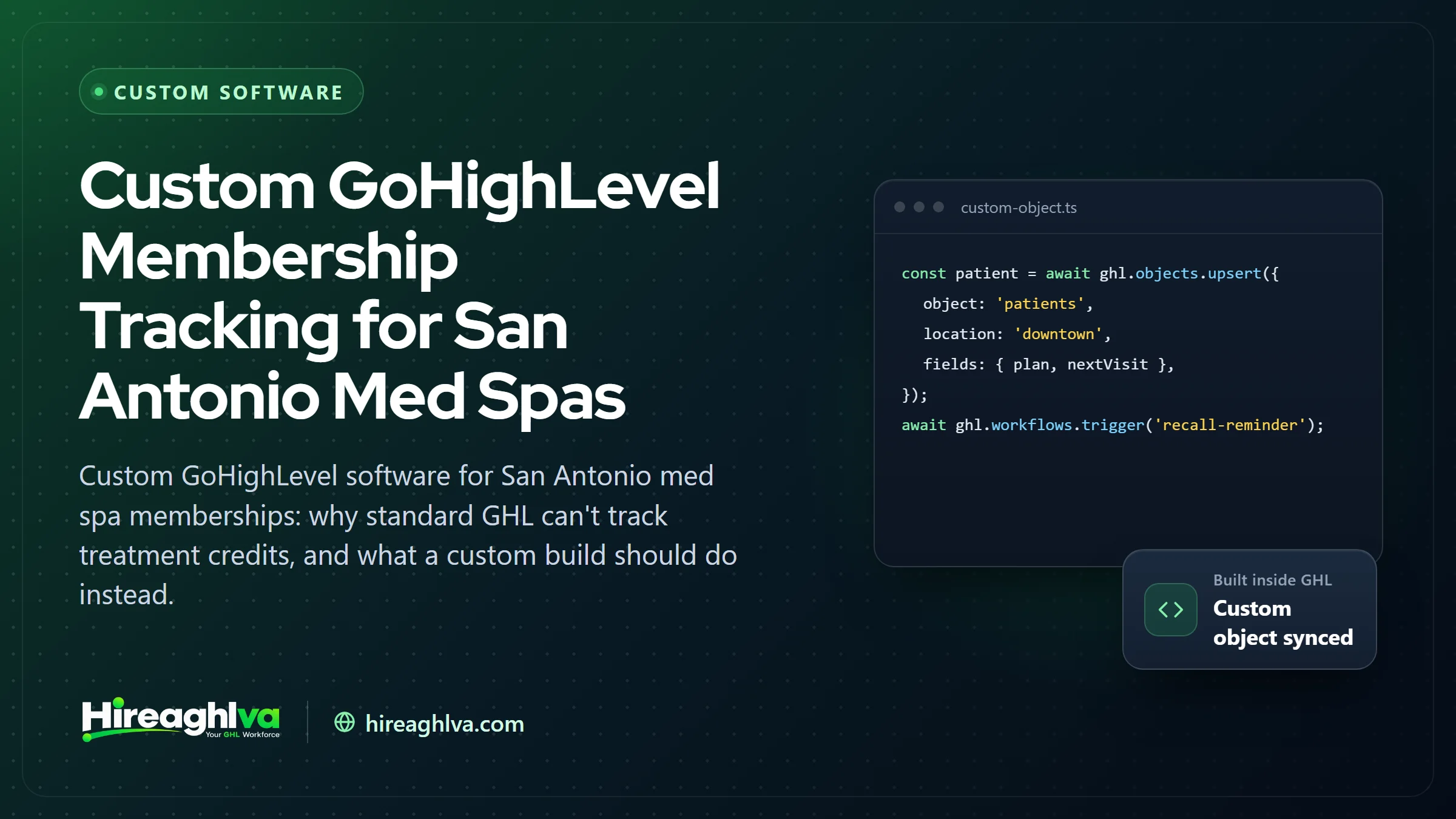 Custom GoHighLevel Membership Tracking for San Antonio Med Spas